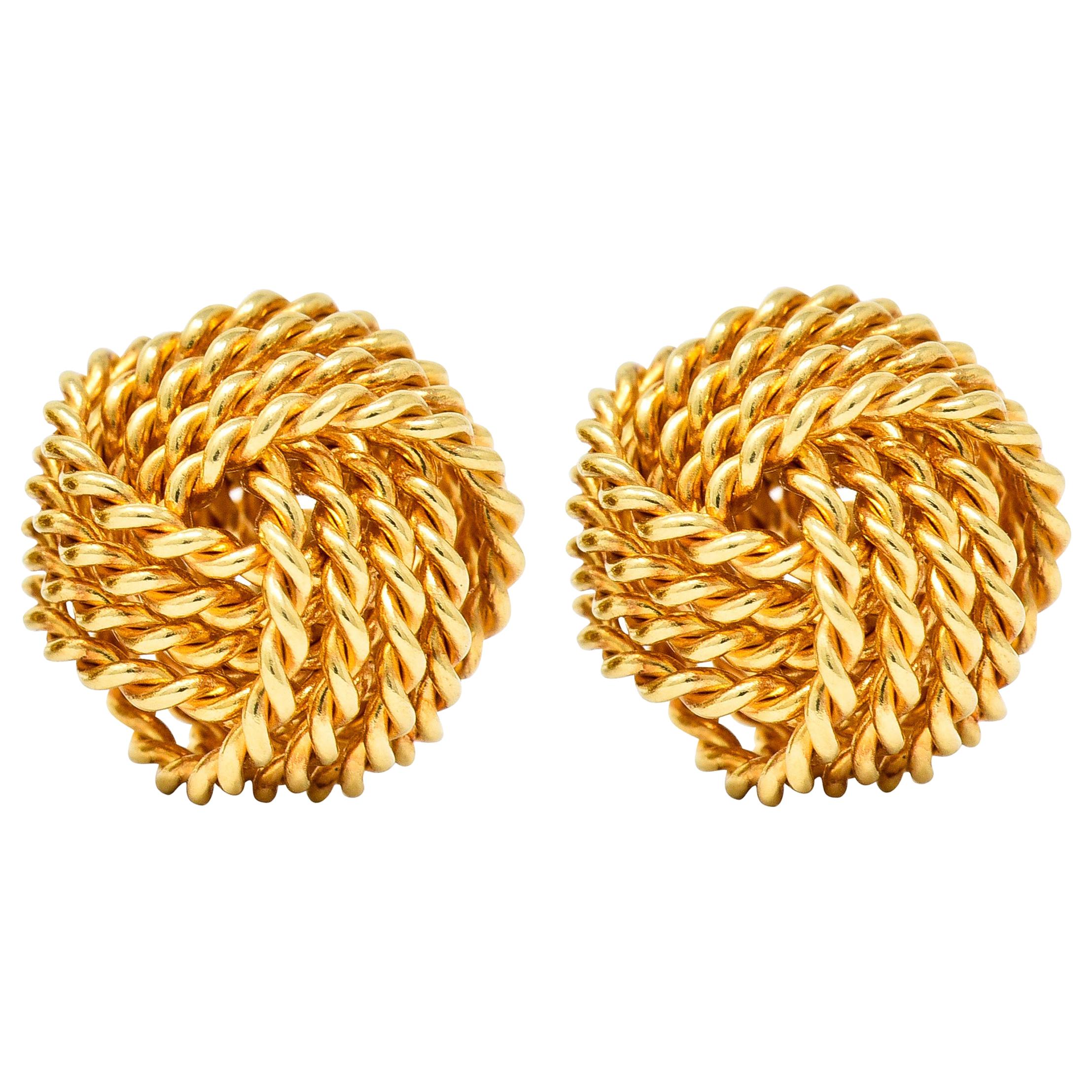Tiffany & Co. 18 Karat Gold Tiffany Twist Knot Stud Earrings