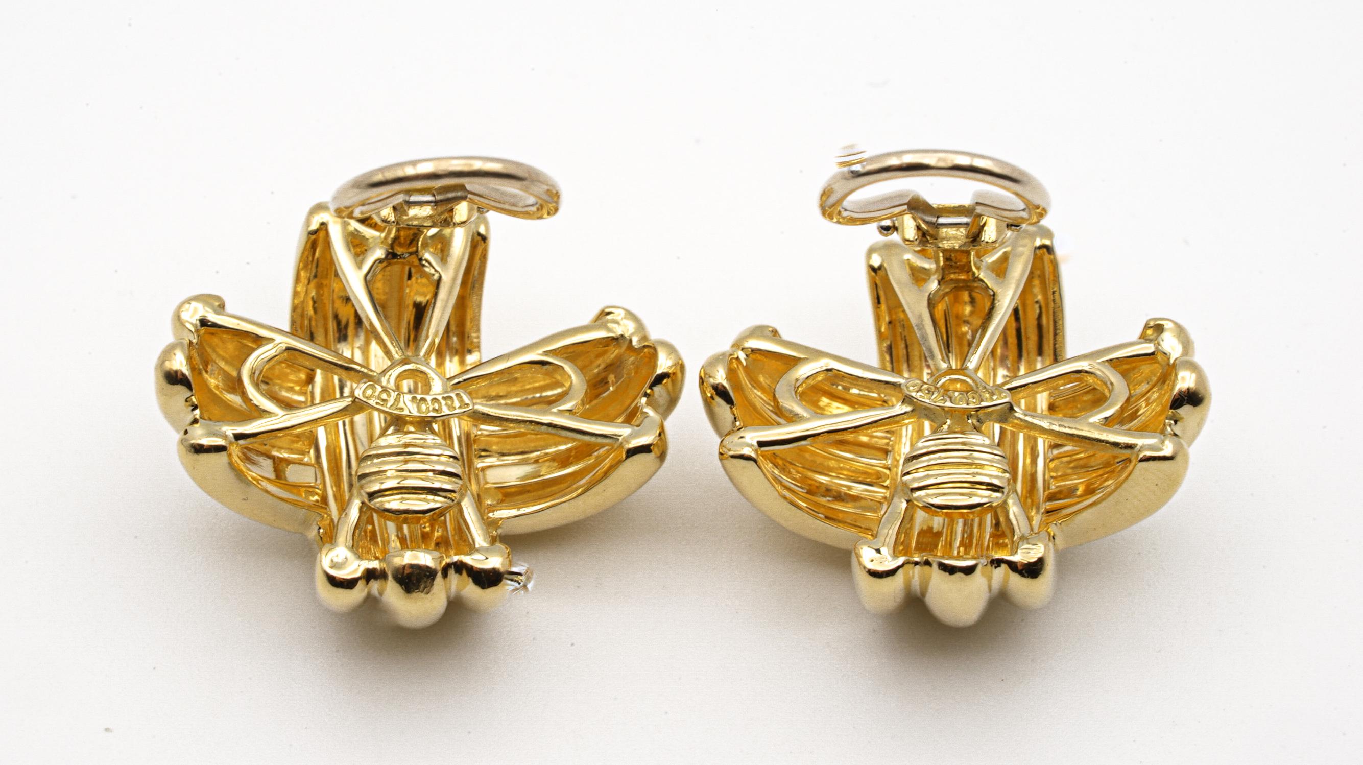 Retro Tiffany & Co. 18K Yellow Gold Large X-Form Clip-On Earrings Excellent Condition 