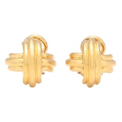 Tiffany & Co. 18 Karat Gold "X" Motif Earrings