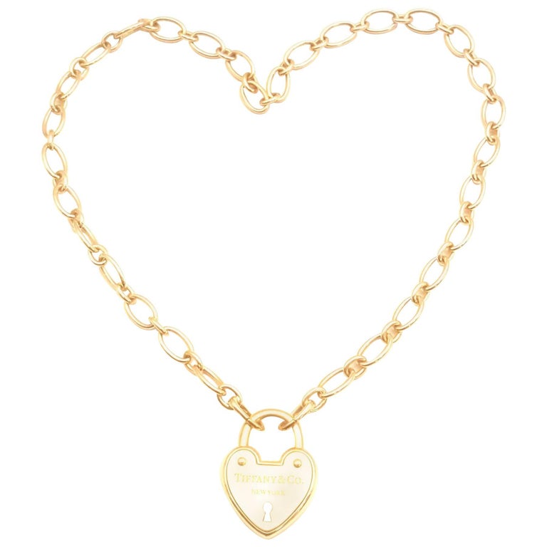 Tiffany and Co. 18 Karat Heart Lock Necklace