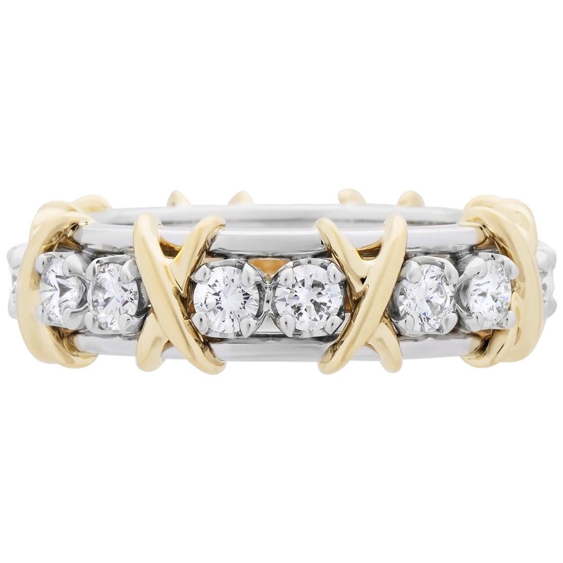 Tiffany & Co. 18 Karat Platinum and Gold Diamond Schlumberger Eternity Ring