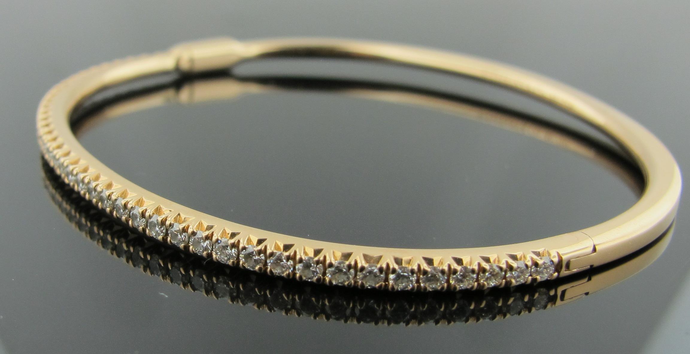 Tiffany & Co. 18 Karat Rose Gold and Diamond Bangle, 3.05 Carat In Excellent Condition In Palm Desert, CA