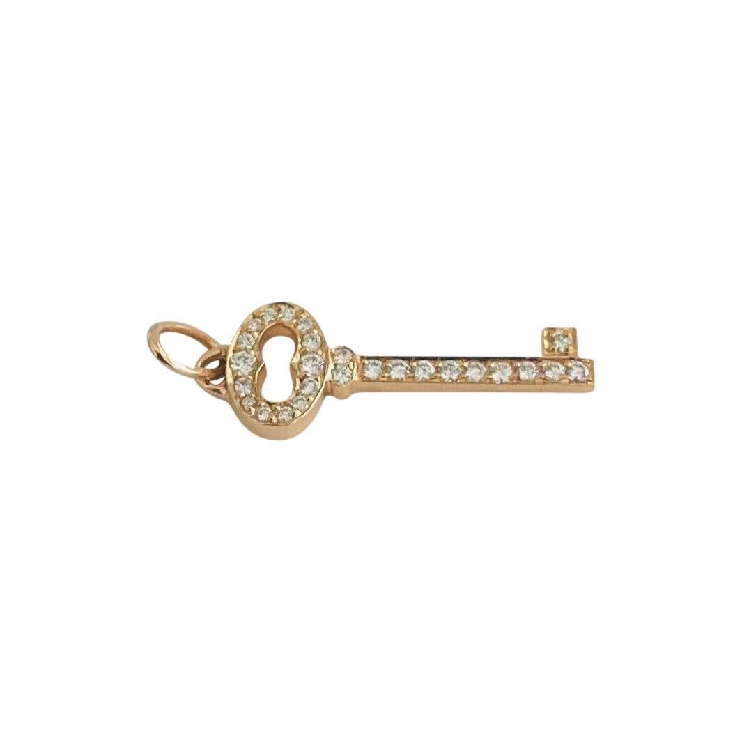 Tiffany & Co. 18 Karat Rose Gold and Diamond Mini Key Pendant In Good Condition In Guilford, CT