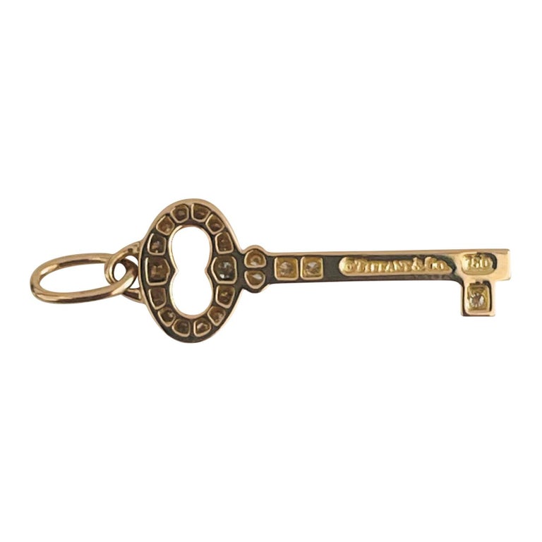 Tiffany & Co. 18 Karat Rose Gold and Diamond Mini Key Pendant For Sale 2