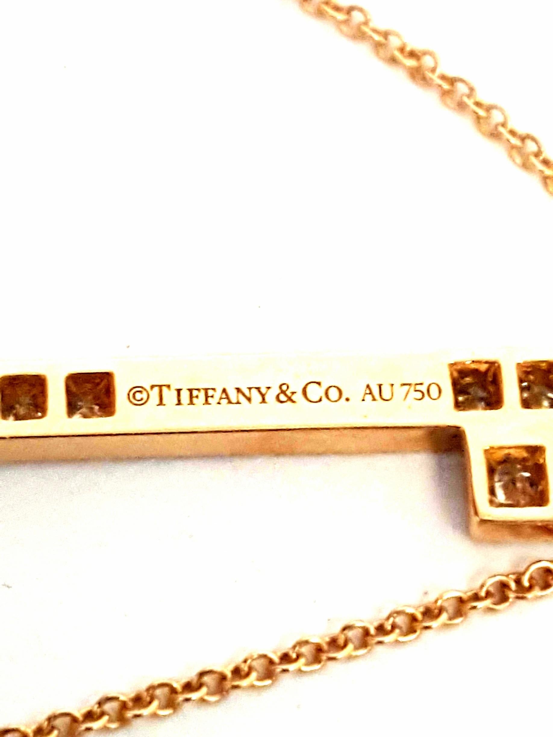 Tiffany & Co. 18 Karat Rose Gold Diamond Fleur-de-Lis Diamond Key Necklace For Sale 8