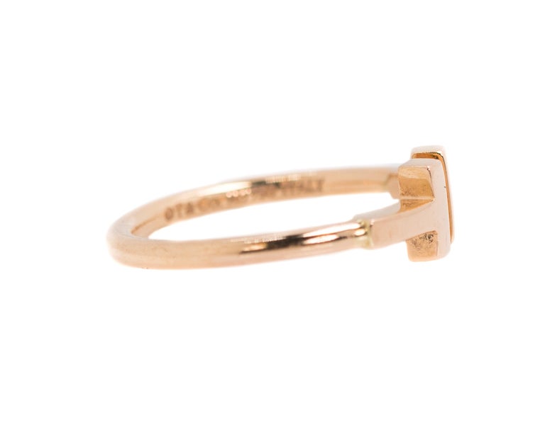 Contemporary Tiffany & Co. 18 Karat Rose Gold Double T Design Wire Ring For Sale