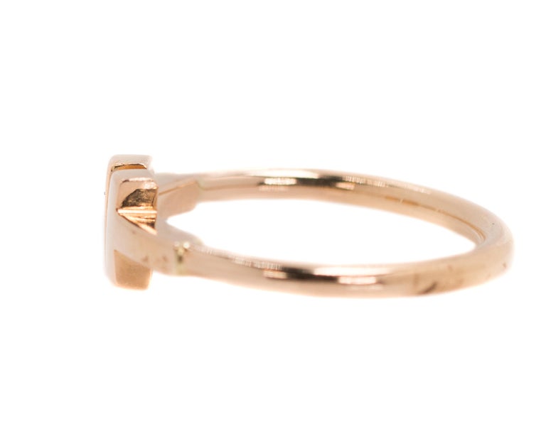 Women's Tiffany & Co. 18 Karat Rose Gold Double T Design Wire Ring For Sale