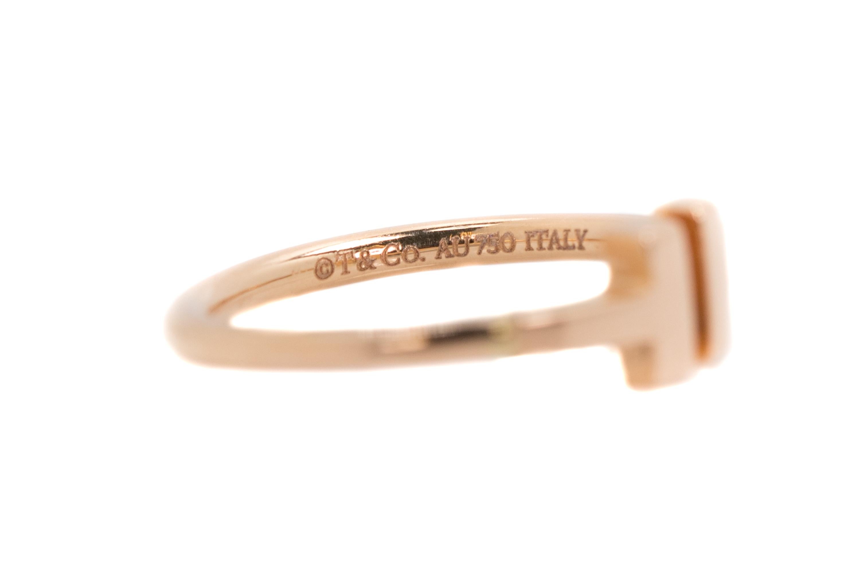 Women's Tiffany & Co. 18 Karat Rose Gold Double T Design Wire Ring