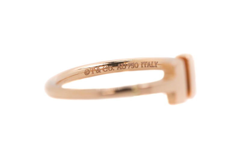 Tiffany & Co. 18 Karat Rose Gold Double T Design Wire Ring For Sale 3