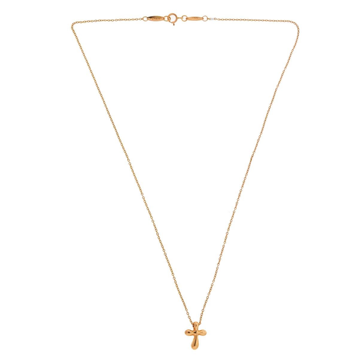 Company-Tiffany & Co
Style-Elsa Peretti Cross Pendant Necklace
Metal-18k Rose Gold
Chain Length-16