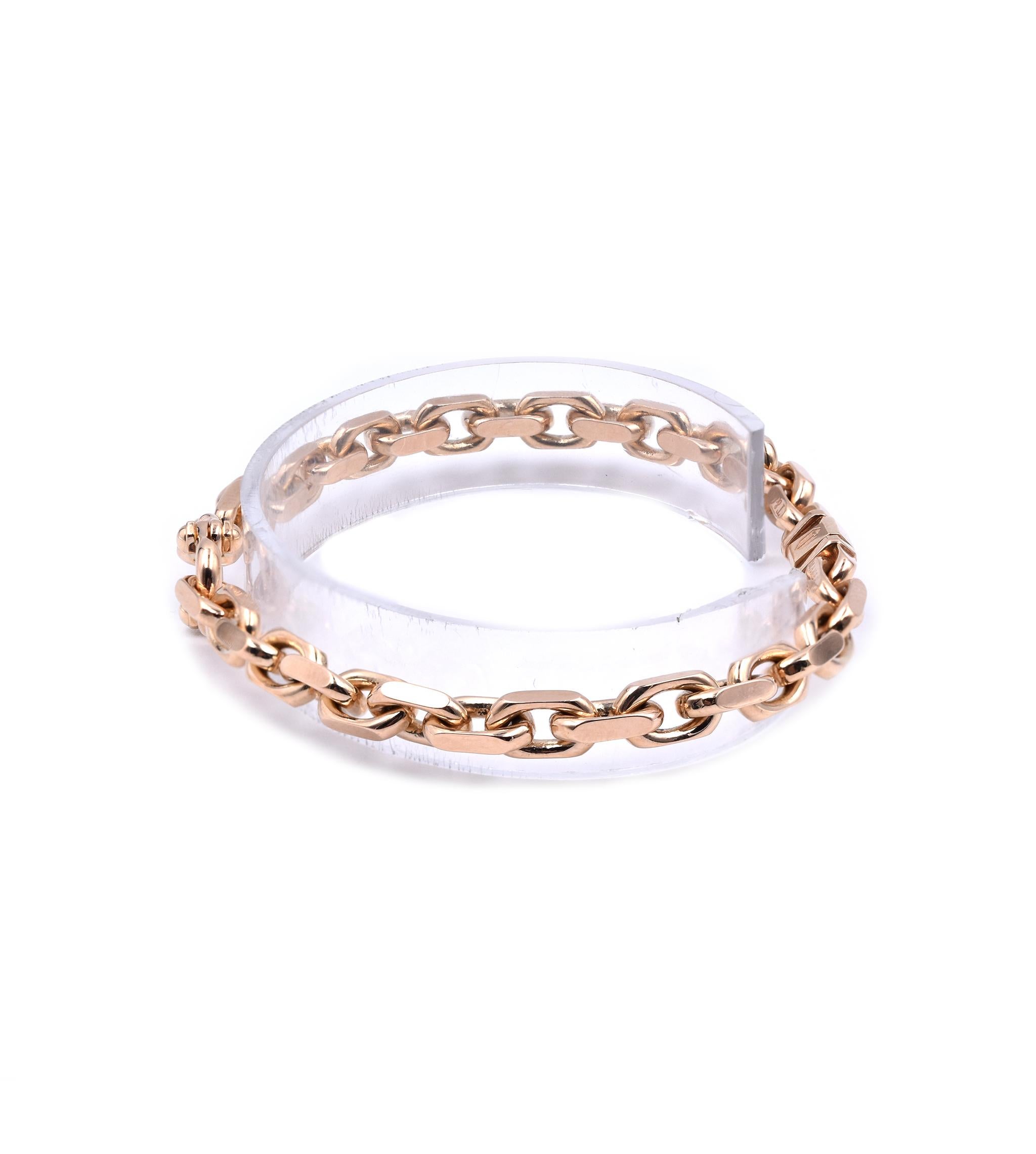 Designer: Tiffany & Co. 
Material: 18K rose gold
Dimensions: bracelet measures 8-inches long
Weight: 31.84 grams
