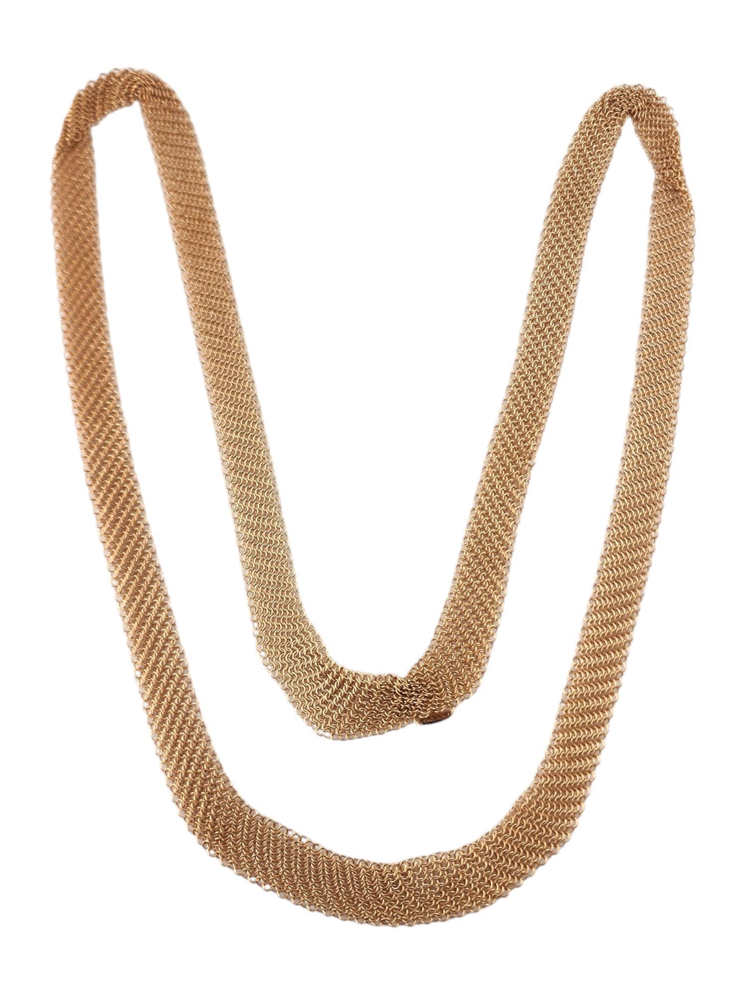 Contemporary Tiffany & Co. 18 Karat Rose Gold Mesh Necklace 36
