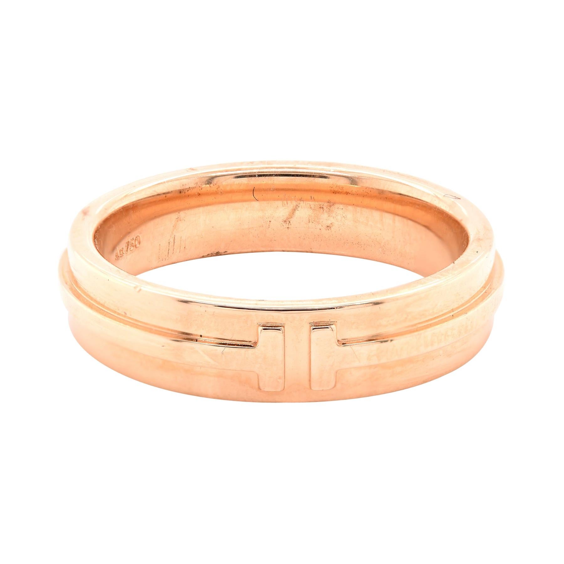 18 Karat Roségold schmaler T-Ring von Tiffany & Co.