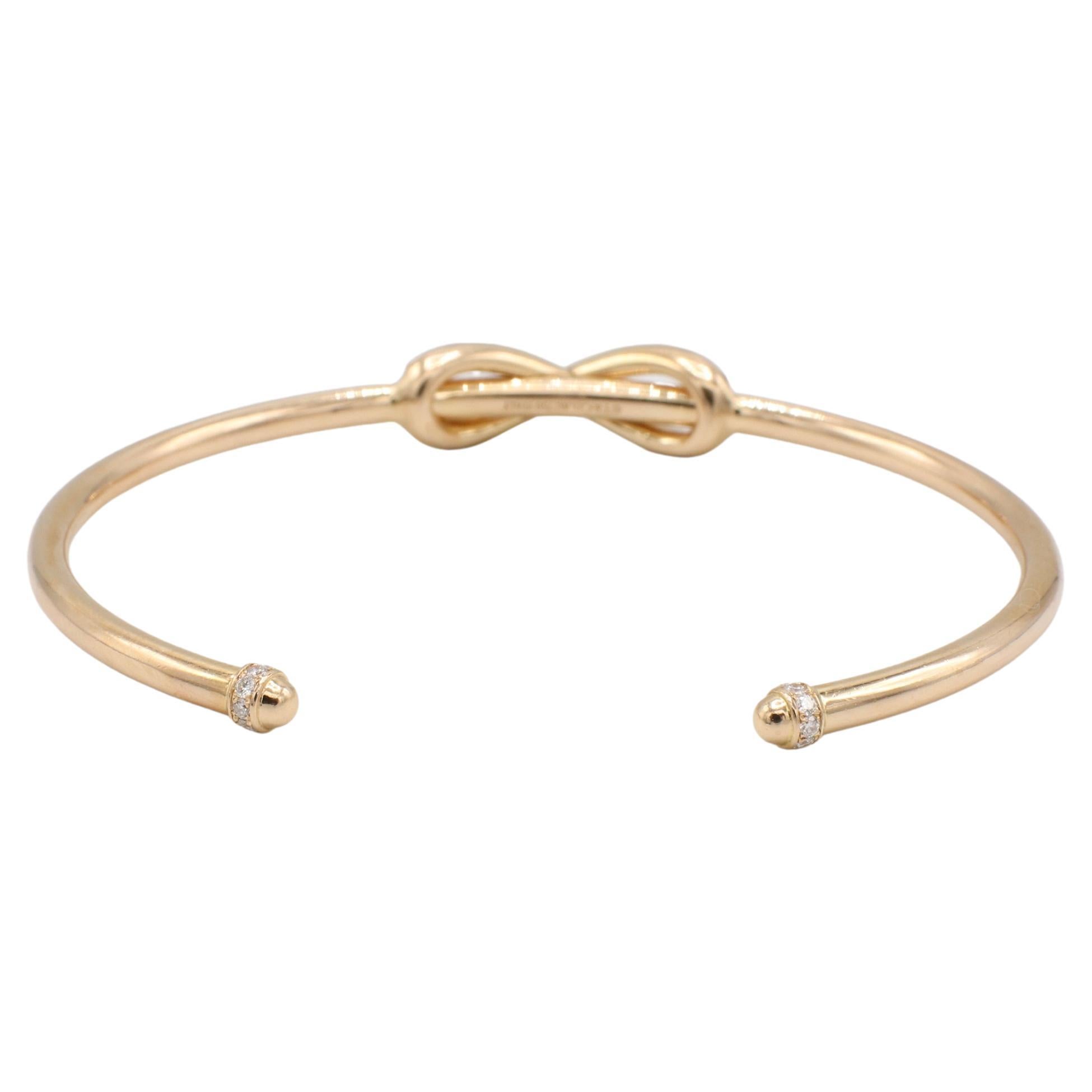 Round Cut Tiffany & Co. 18 Karat Rose Gold Natural Diamond Infinity Cuff Bracelet