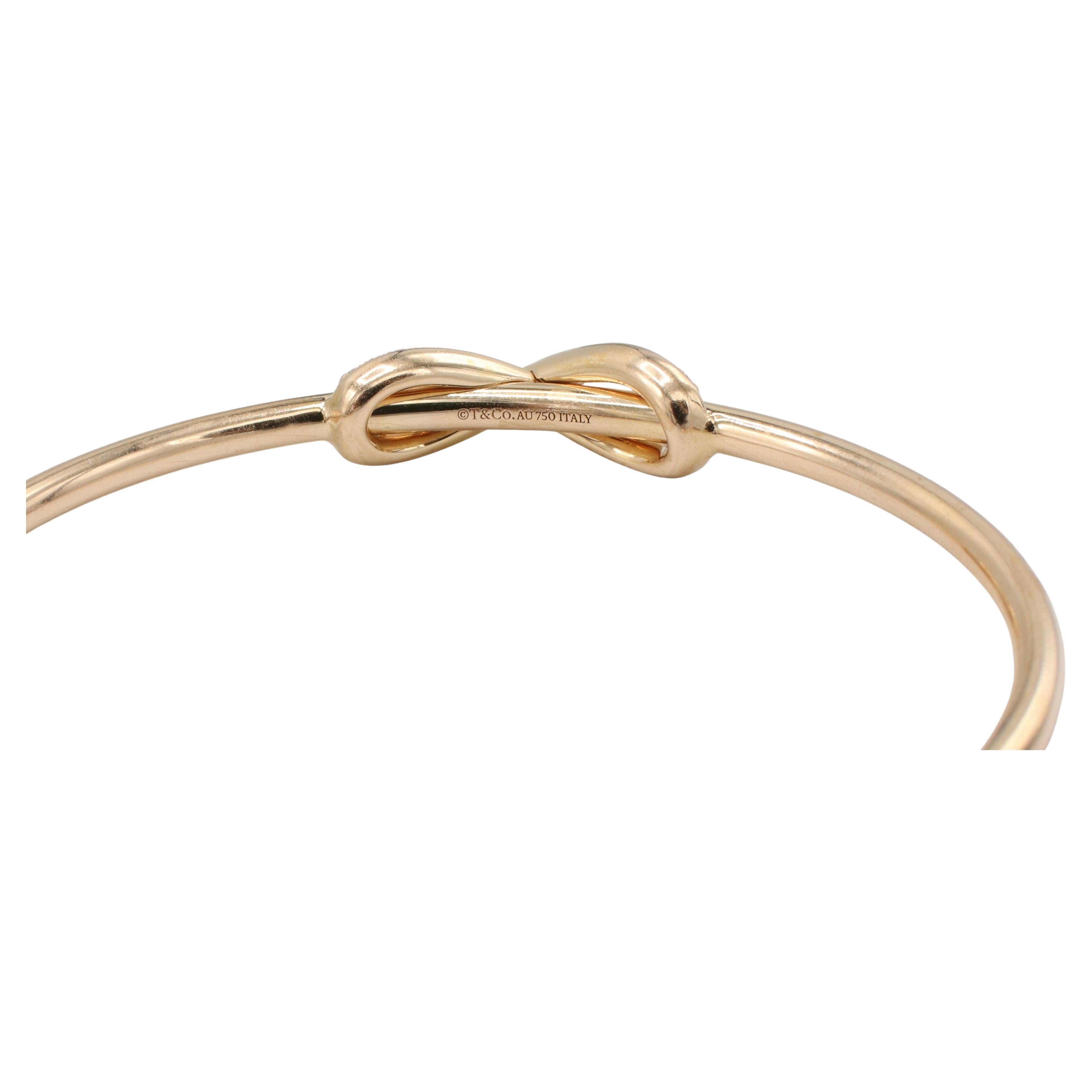Tiffany & Co. 18 Karat Rose Gold Natural Diamond Infinity Cuff Bracelet In Excellent Condition In  Baltimore, MD