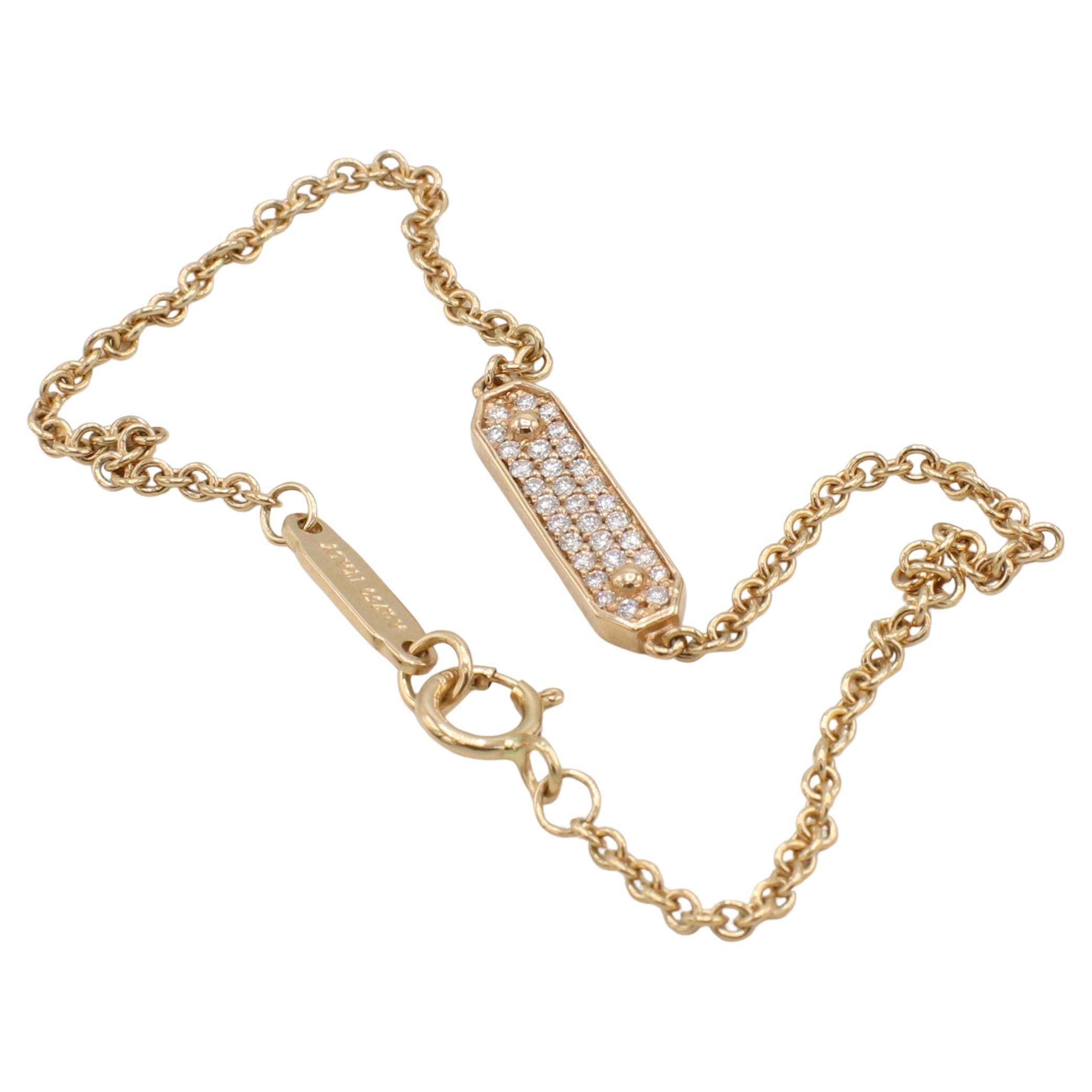 Tiffany & Co. 18 Karat Rose Gold Pavé Natural Diamond Bar Tag Station Bracelet 
Metal: 18k rose gold
Weight: 2.24 grams
Length: 6 inches (previously shortened) 
Bar: 14 x 4mm
Diamonds: Approx. .12 CTW round natural diamonds F-G VVS
Signed: ©Tiffany