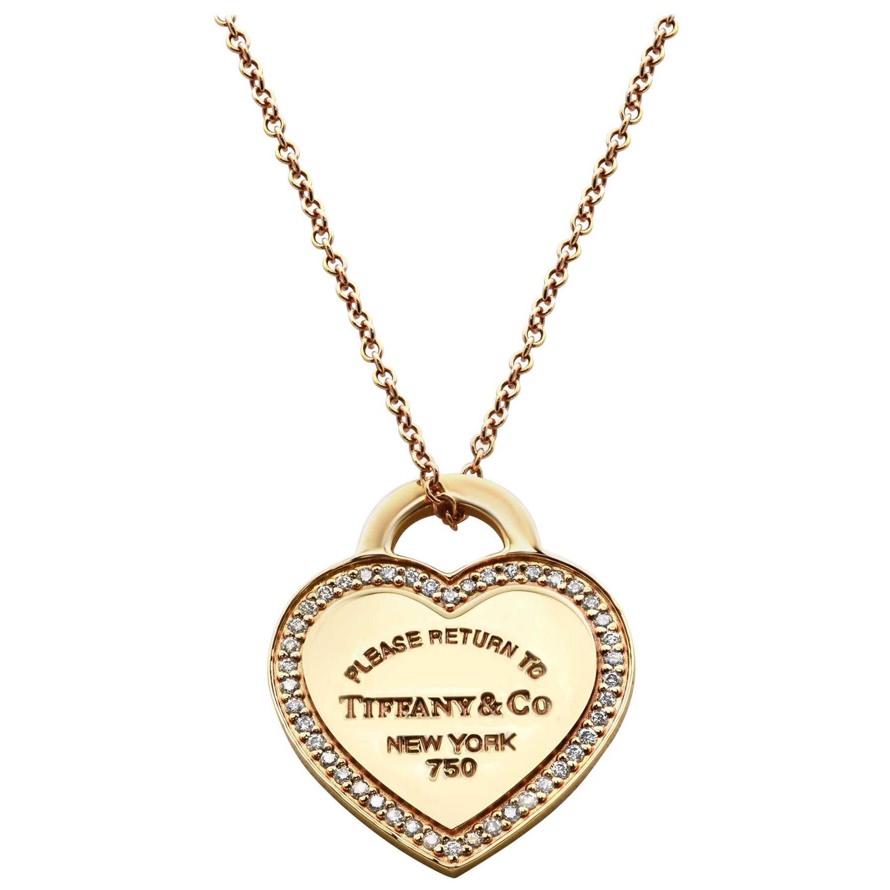 Tiffany and Co.18 Kt Yellow Gold Heart Necklace – Vintage Diamond Ring