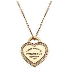 Tiffany & Co. 18 Karat Rose Gold Return to Tiffany Diamond Necklace 0.13 Carat