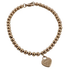 Tiffany & Co. 18 Karat Roségold Return To Tiffany Herz-Charm-Perlenarmband, Tiffany & Co.