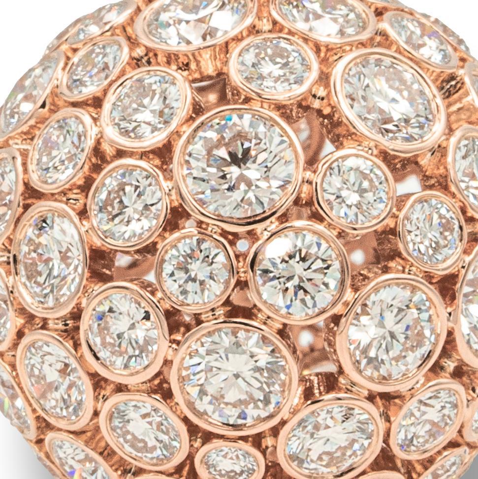 Tiffany & Co. High Jewelry Prism Pendant finely crafted in 18 karat rose gold with round brilliant diamonds set in bezels weighing 8.23 cts total weight ranging G-J color , Flawless to SI1 clarity on a 20mm ball pendant hanging off a diamond by the
