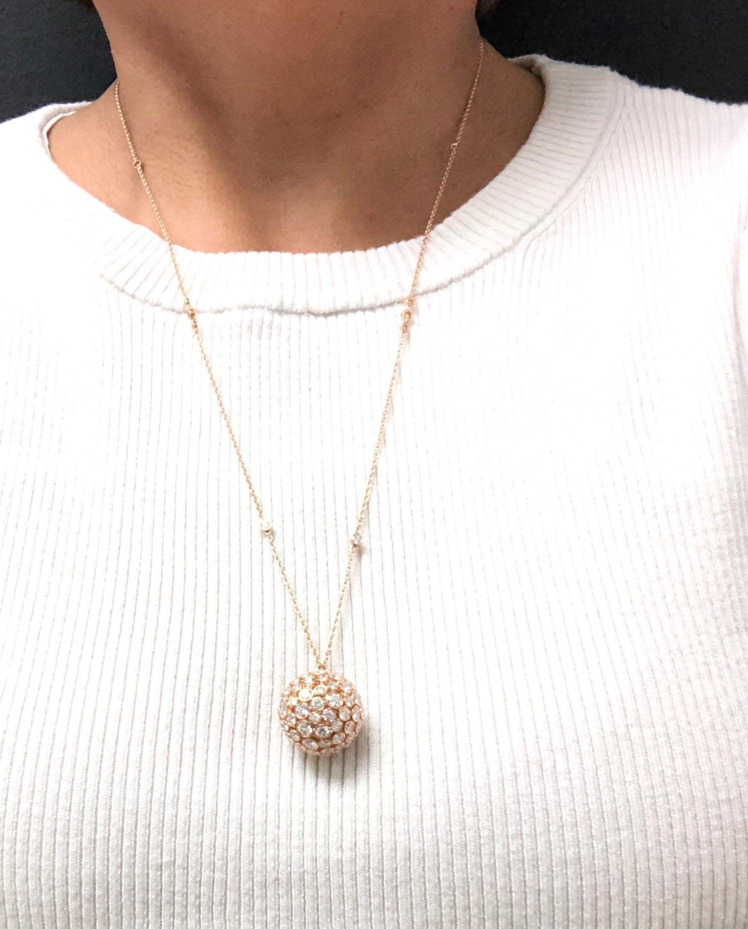 Tiffany & Co. 18 Karat Rose Gold Round Diamond Prism Pendant In Excellent Condition In New York, NY