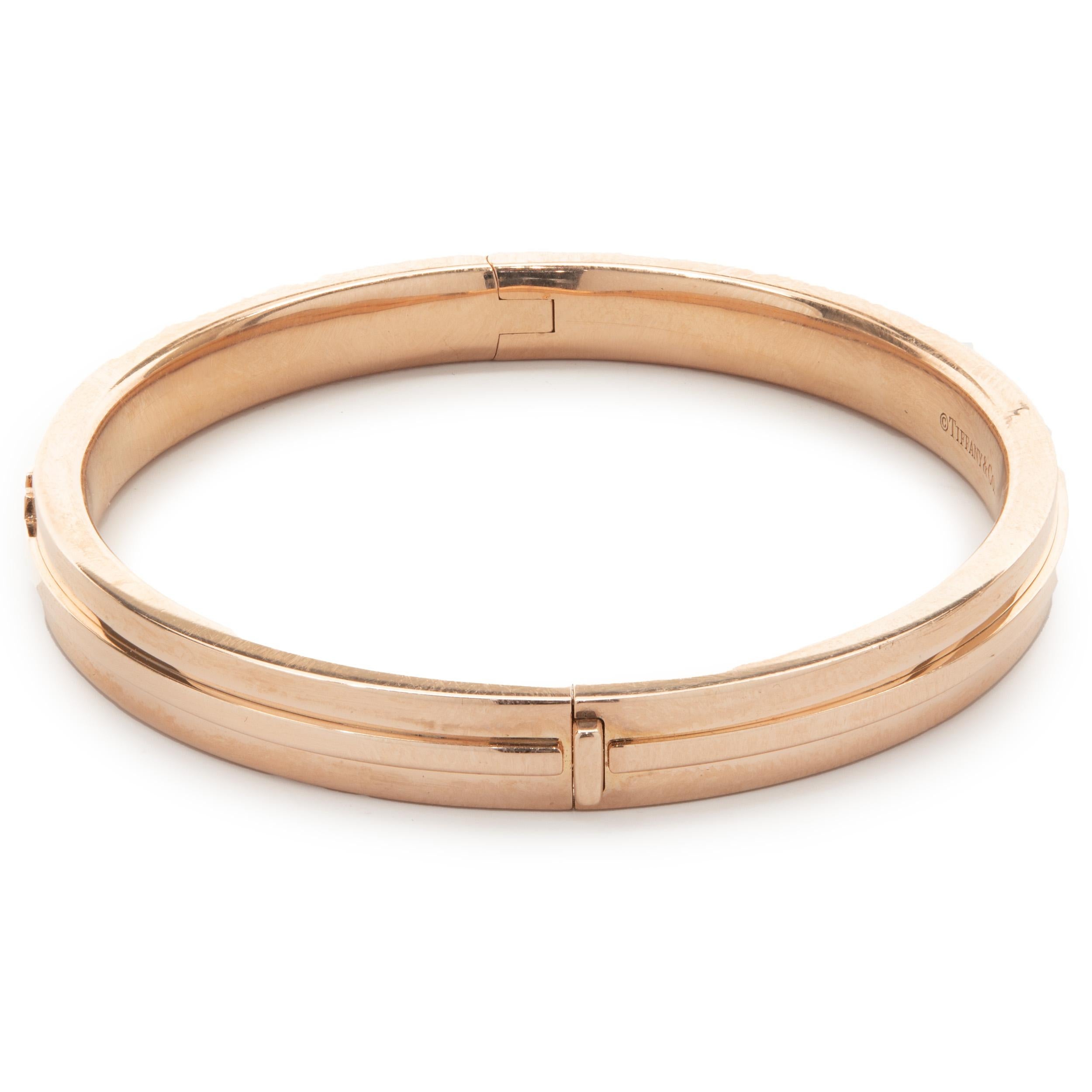 Designer: Tiffany & Co. 
Material: 18K rose gold
Dimensions: bracelet will fit a 6-inch wrist
Weight: 33.73 grams