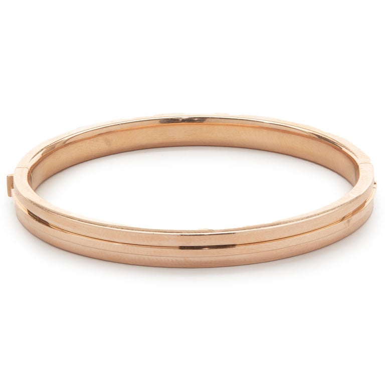 Tiffany and Co. 18 Karat Rose Gold Tiffany T Hinged Bangle Bracelet For Sale at 1stDibs