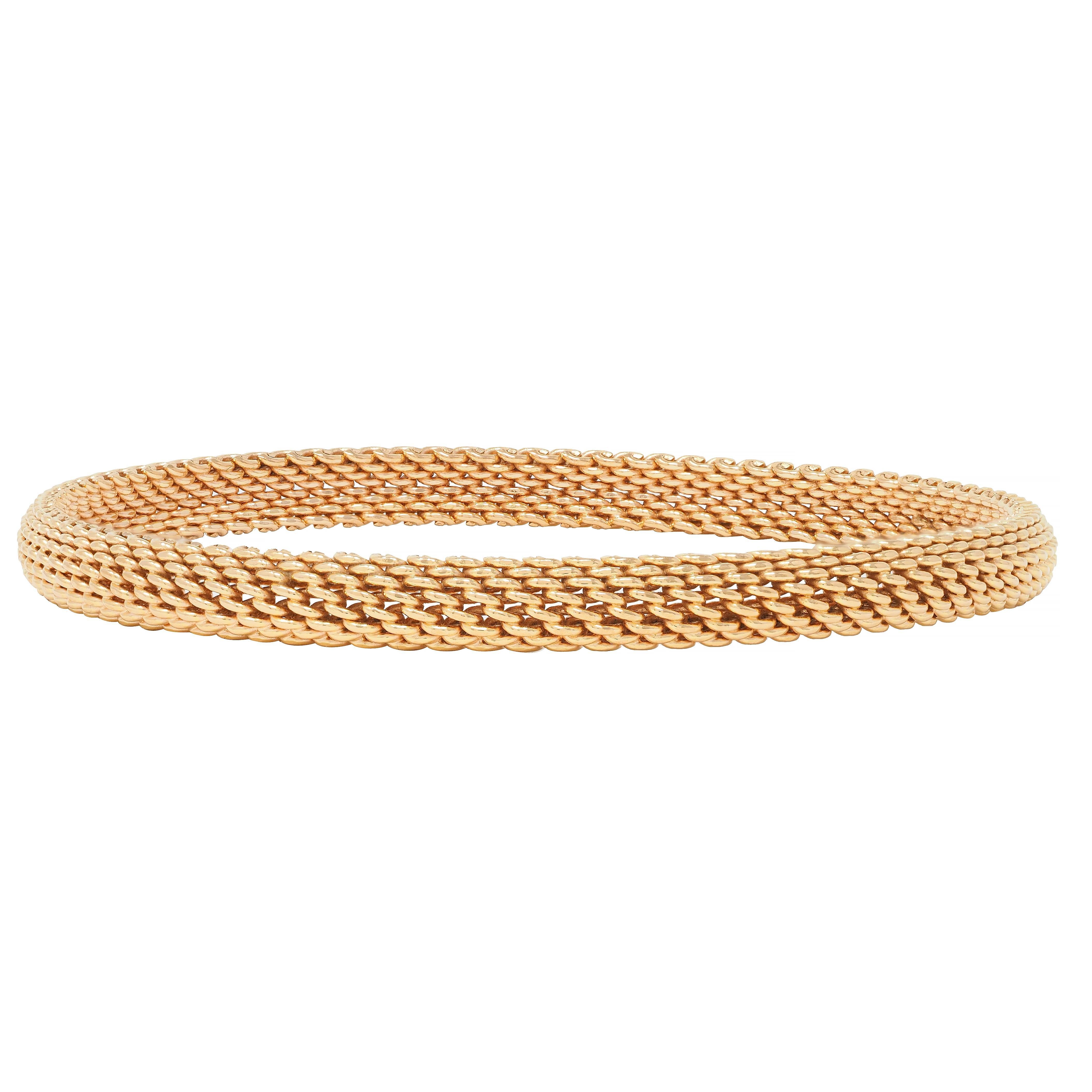 Tiffany & Co. 18 Karat Rose Gold Woven Mesh Somerset Bangle Bracelet 1