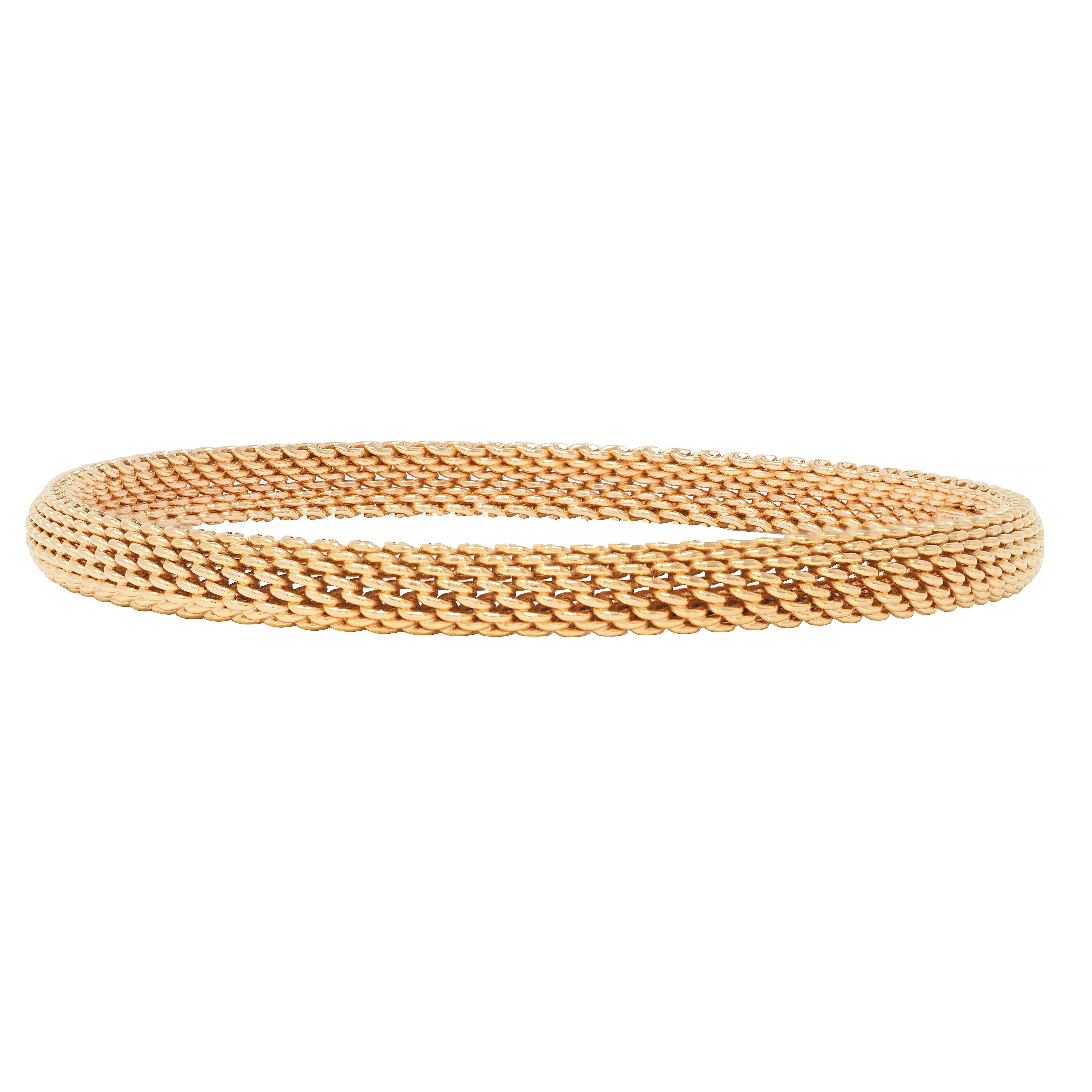 Tiffany & Co. 18 Karat Rose Gold Woven Mesh Somerset Bangle Bracelet 2