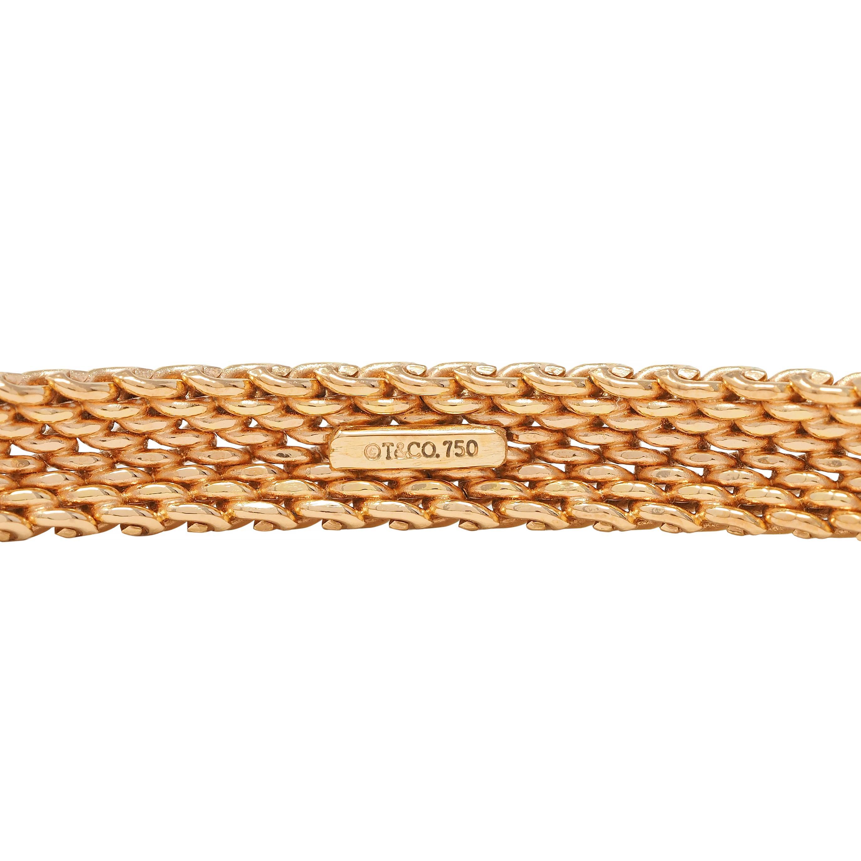 Tiffany & Co. 18 Karat Rose Gold Woven Mesh Somerset Bangle Bracelet For Sale 3
