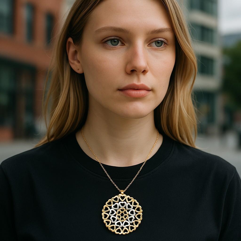 Tiffany Co. 18 Karat Dreifarbige Gold Krone des Herzens Medaillon Halskette 17,5 Zoll (Zeitgenössisch) im Angebot