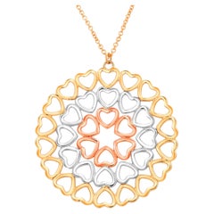 Tiffany Co. 18 Karat Dreifarbige Gold Krone des Herzens Medaillon Halskette 17,5 Zoll 