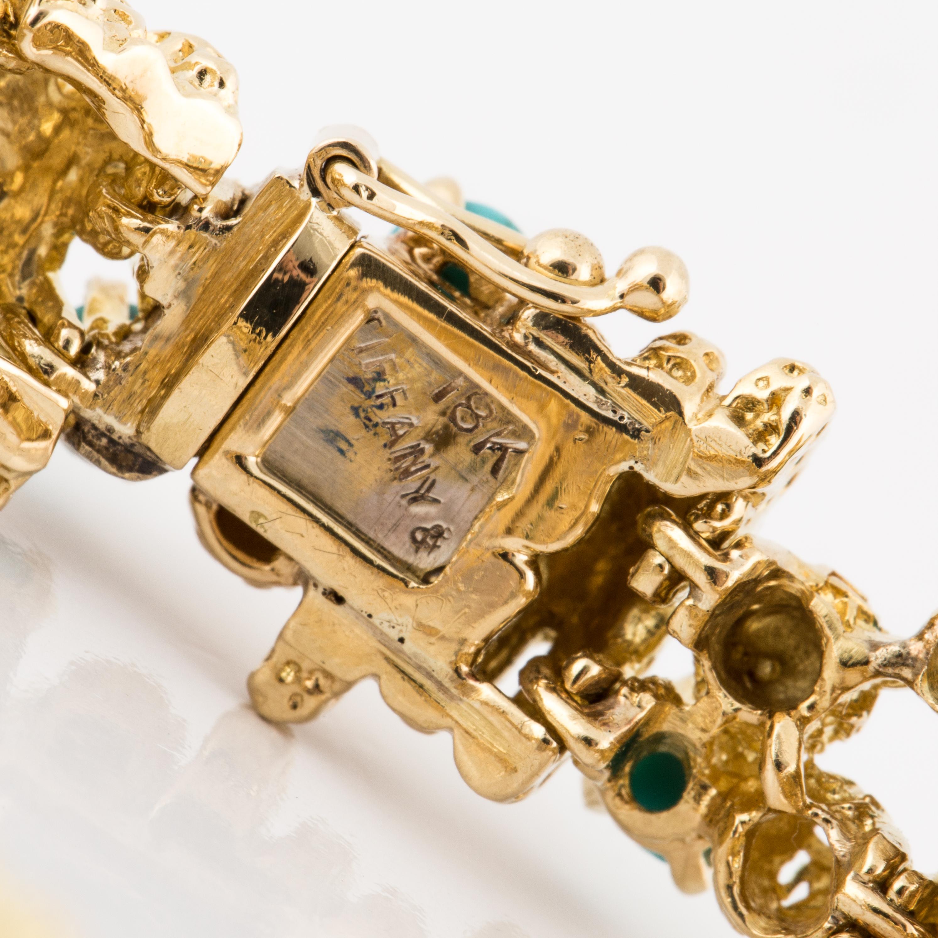 Türkis-Armband aus strukturiertem Gold von Tiffany & Co., 1960er Jahre im Zustand „Gut“ im Angebot in Houston, TX