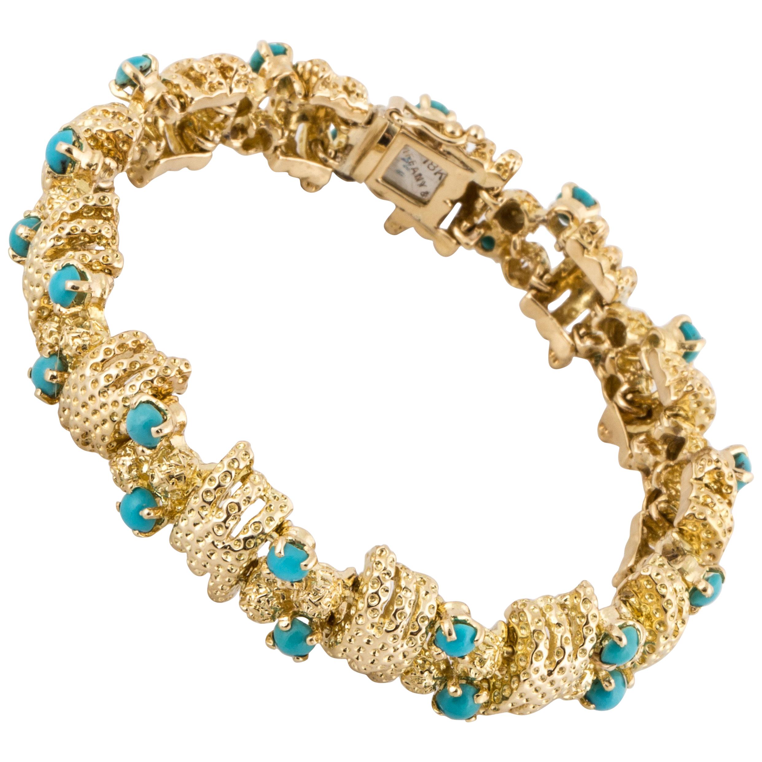 Tiffany & Co. 18K Gold Turquoise Bracelet