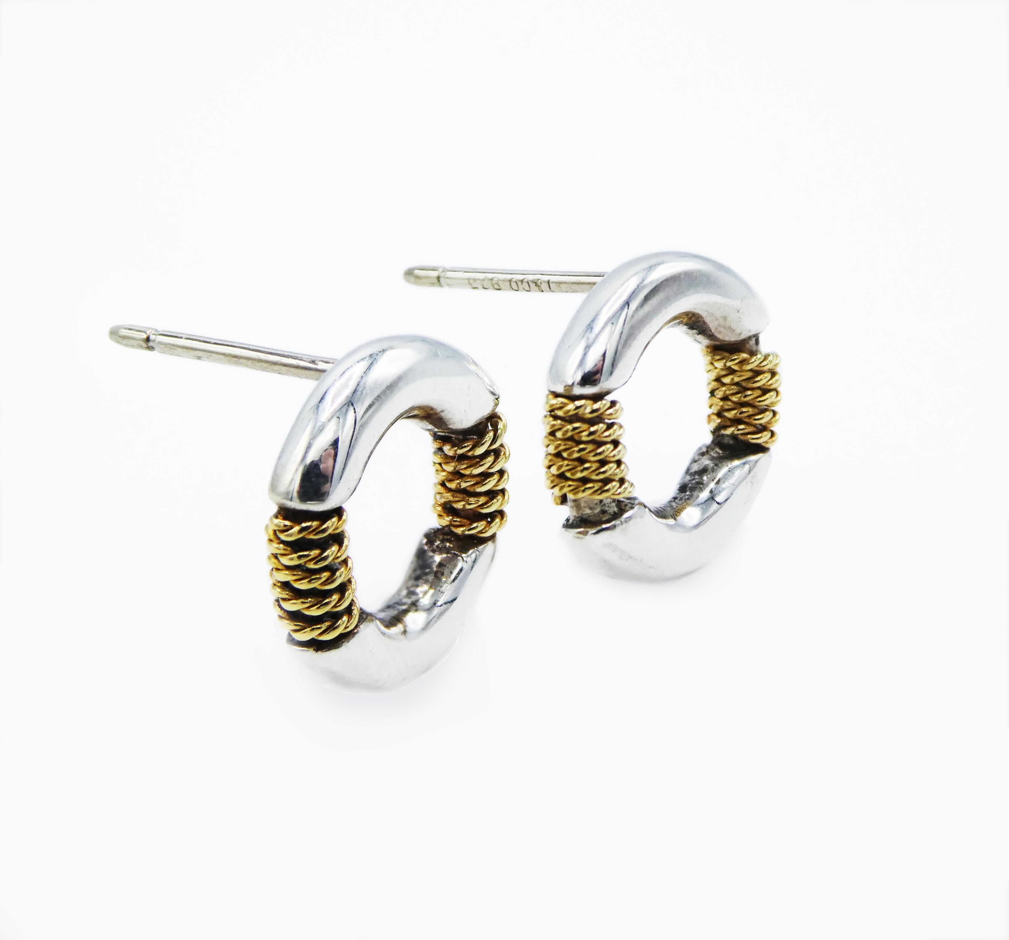 Tiffany & Co. Vintage Twisted Rope Round Circle Studs 18k Yellow Gold Sterling Silver Earrings

Metal: 18k Yellow Gold & Sterling Silver
Weight:  8.55 grams
Stamped: 