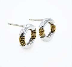 Tiffany & Co. 18 Karat Twisted Rope Circle Stud Gold & Sterling Silver Earrings