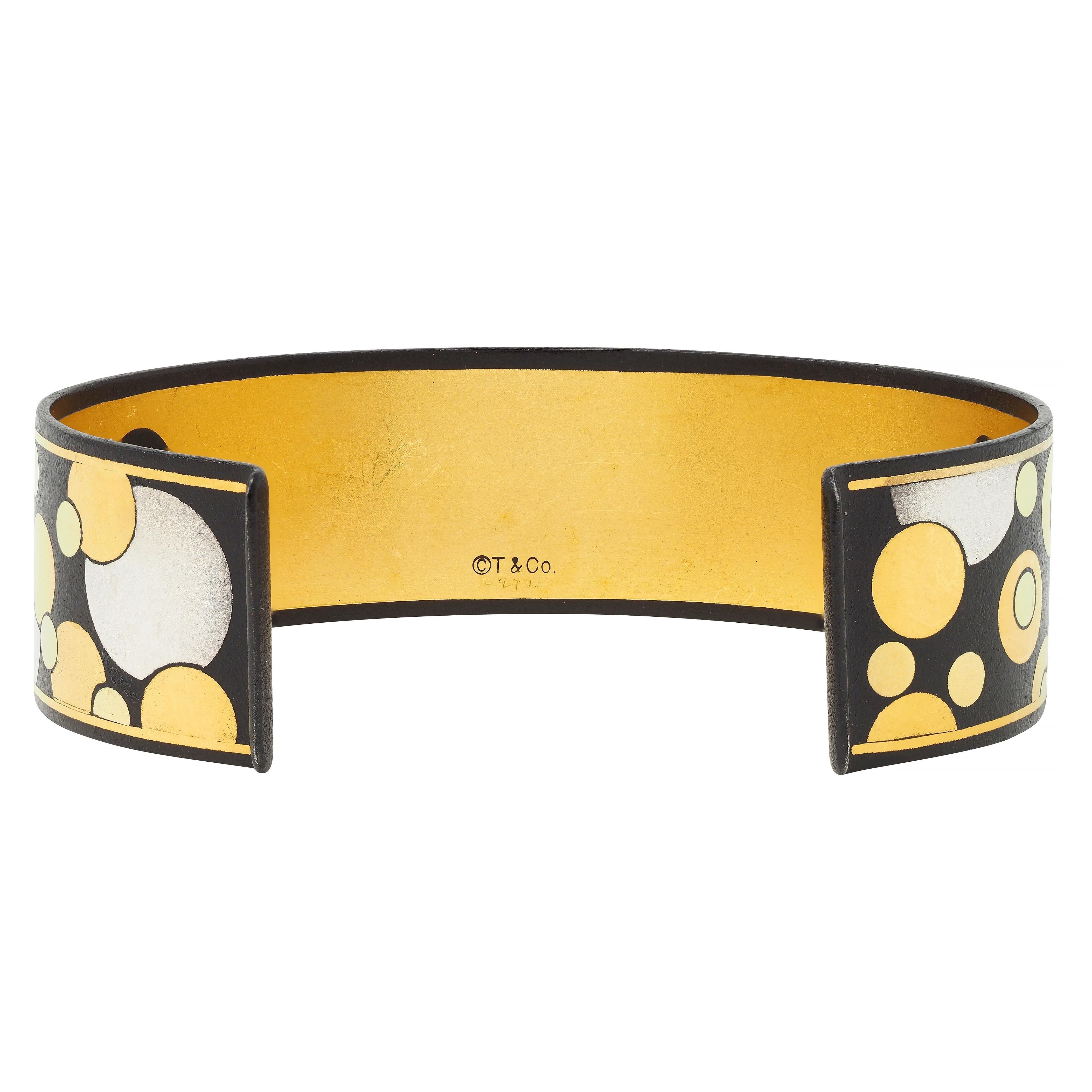 Women's or Men's Tiffany & Co. 18 Karat Two-Tone Gold Silver Iron Inlay Damascene Bubble Bracelet For Sale