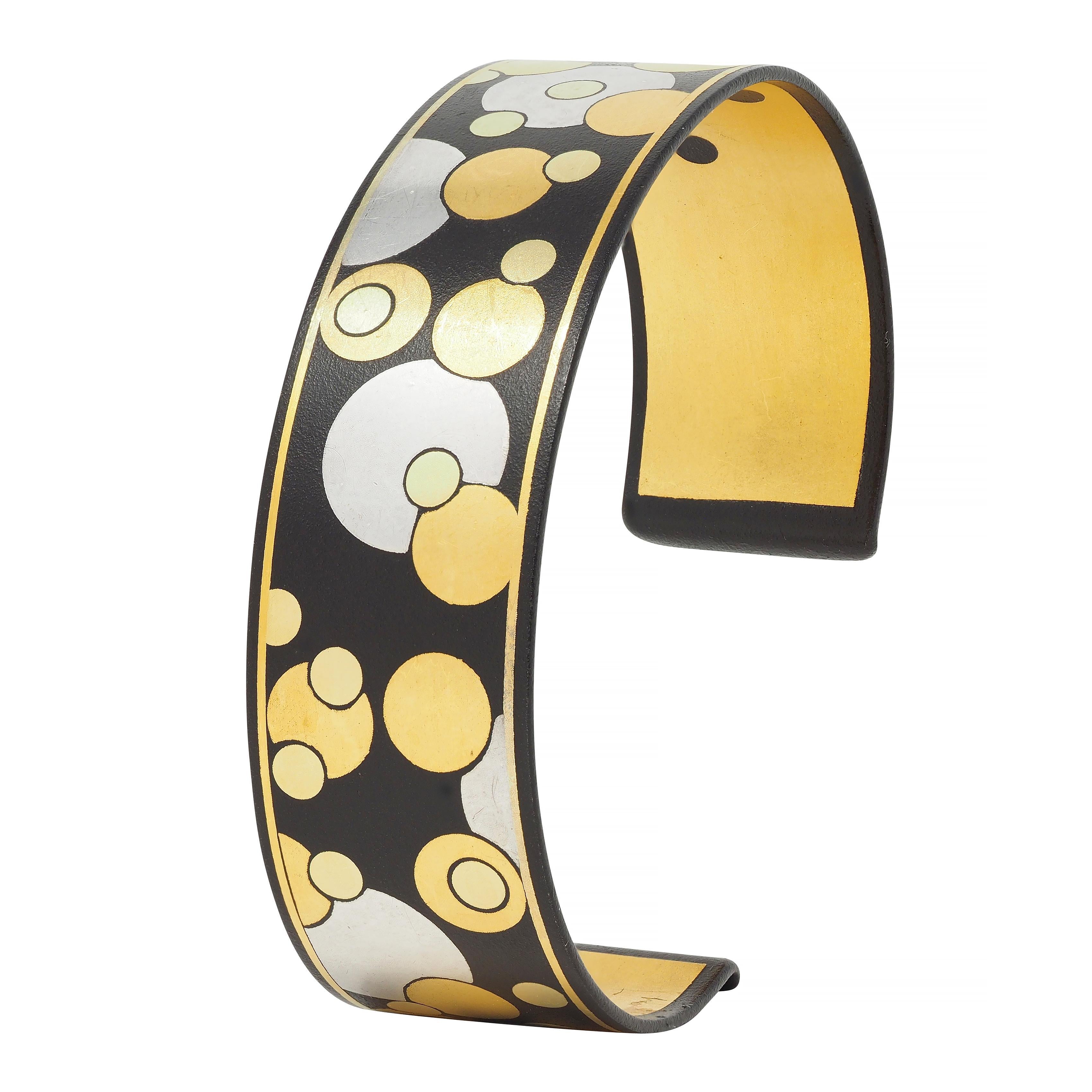 Tiffany & Co. 18 Karat Two-Tone Gold Silver Iron Inlay Damascene Bubble Bracelet For Sale 4