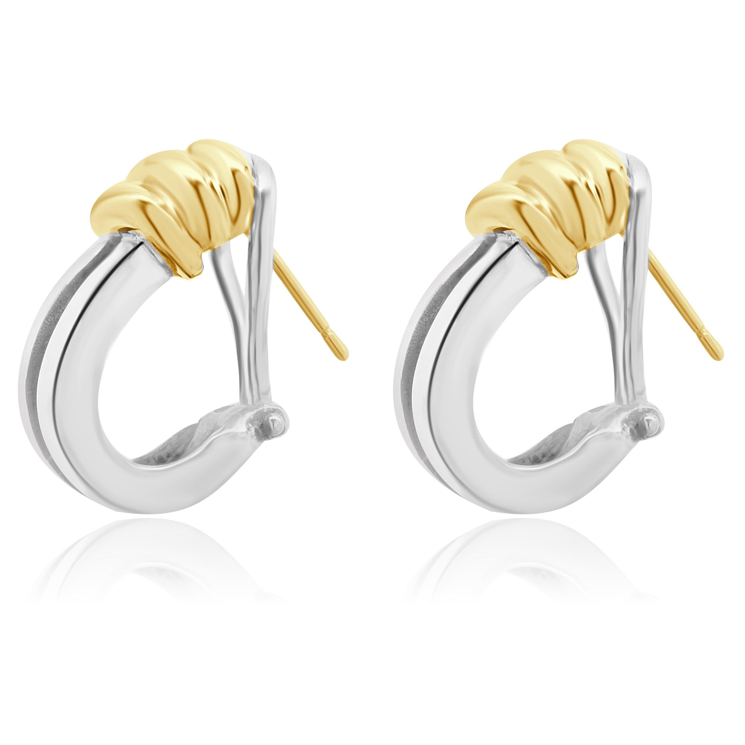 Designer: Tiffany & Co. 
Material: 18K yellow and white gold
Dimensions: earrings measure 19 x 9.73mm
Weight: 8.10 grams
