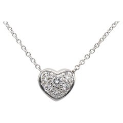 Tiffany & Co. 18 Karat White Gold .20 Carat Diamond Heart Pendant Necklace