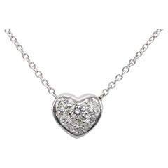 Tiffany & Co. Collana con ciondolo a forma di cuore in oro bianco 18 carati e 0,20 carati di diamante
