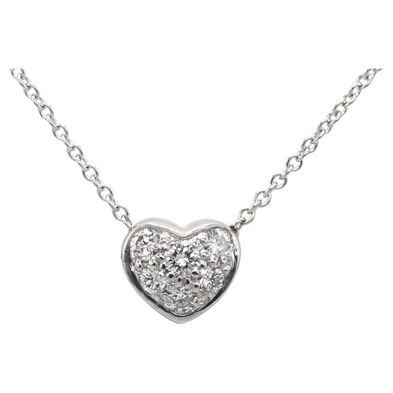 Tiffany and Co. 18 Karat White Gold .20 Carat Diamond Heart Pendant ...