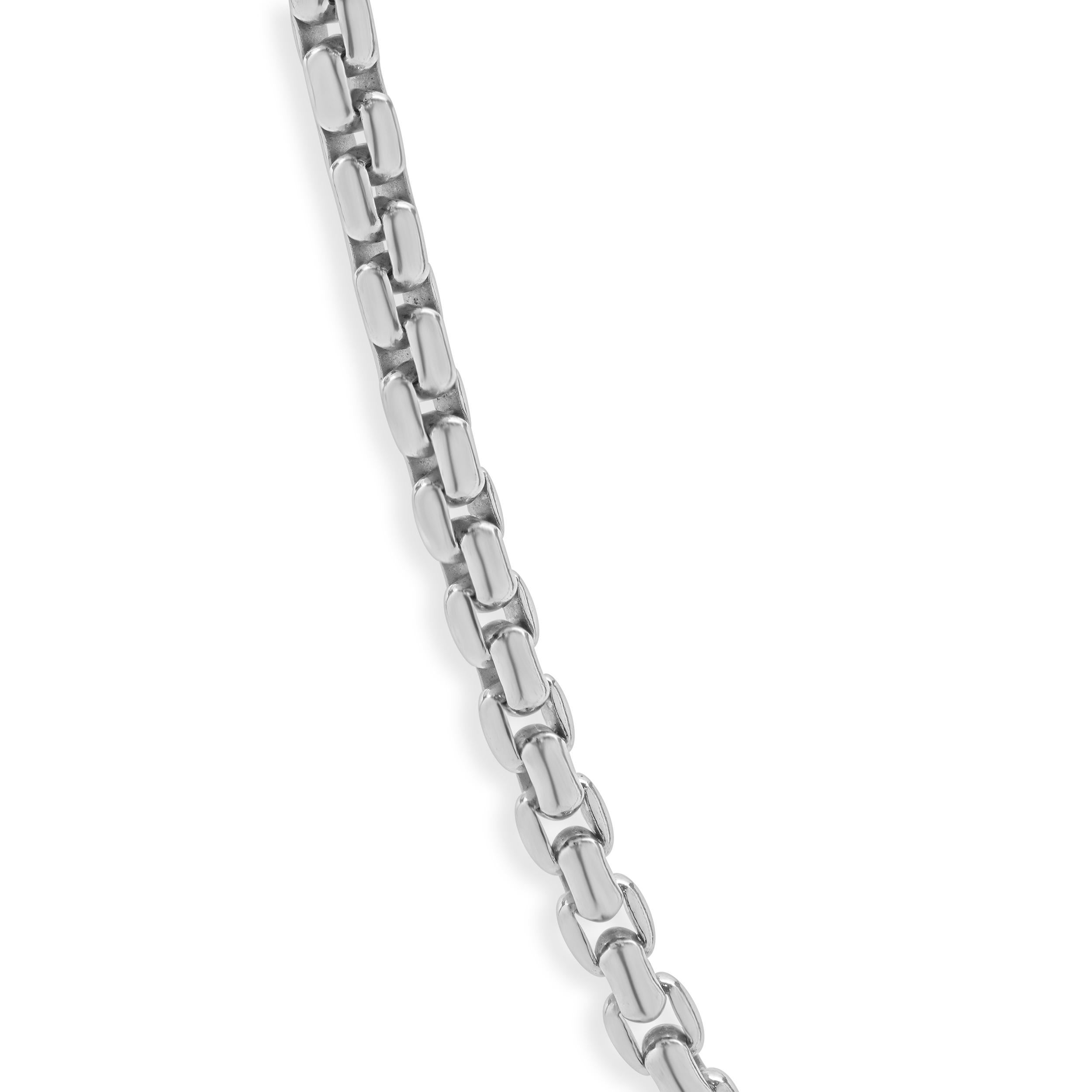 Tiffany & Co. 18 Karat White Gold 5MM Box Chain In Excellent Condition For Sale In Scottsdale, AZ