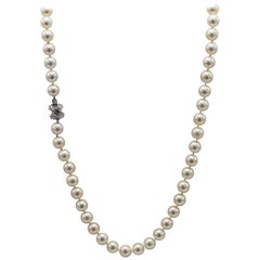 Tiffany & Co. 18 Karat White Gold Akoya Cultured Pearl Signature X Necklace