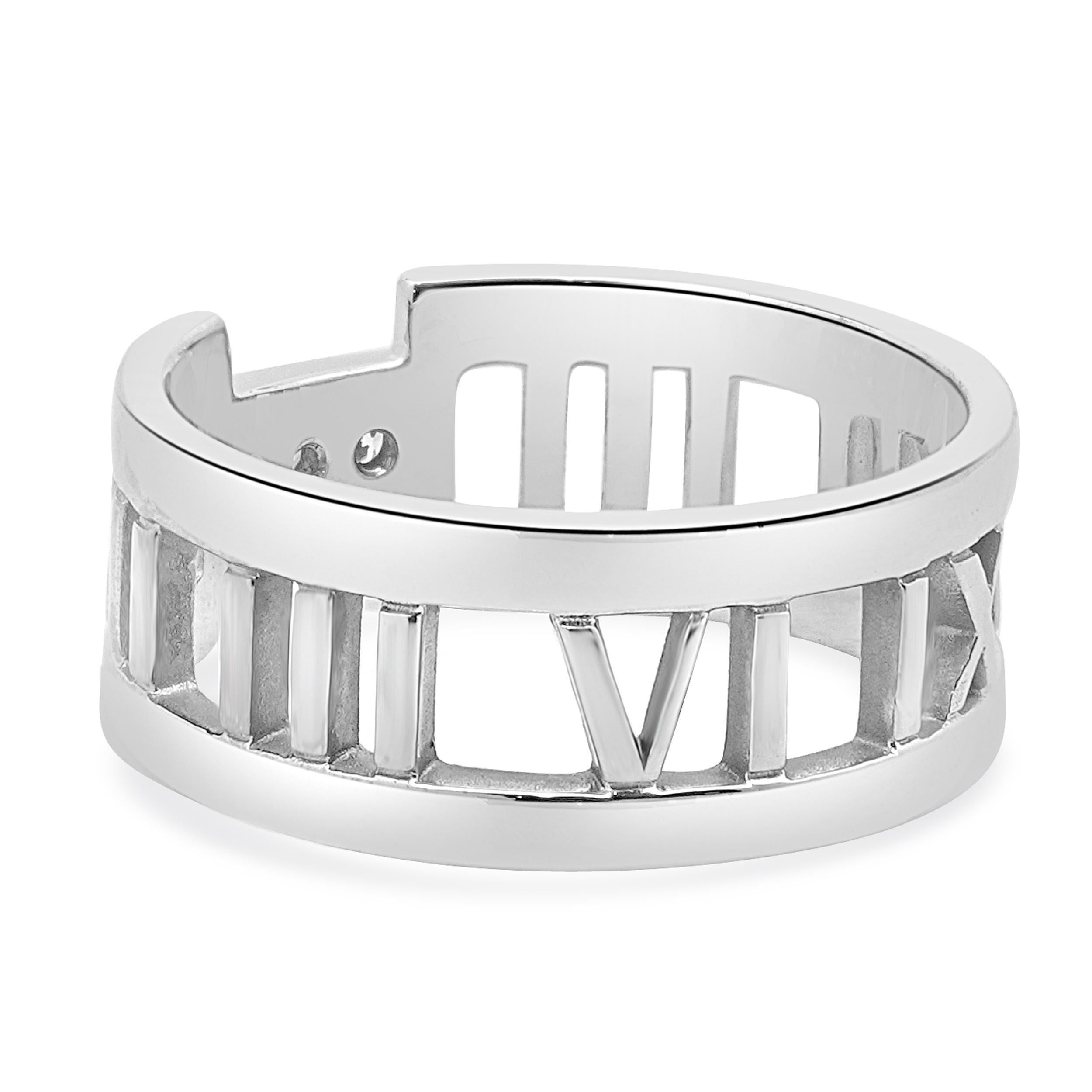 Round Cut Tiffany & Co. 18 Karat White Gold Diamond Atlas Ring