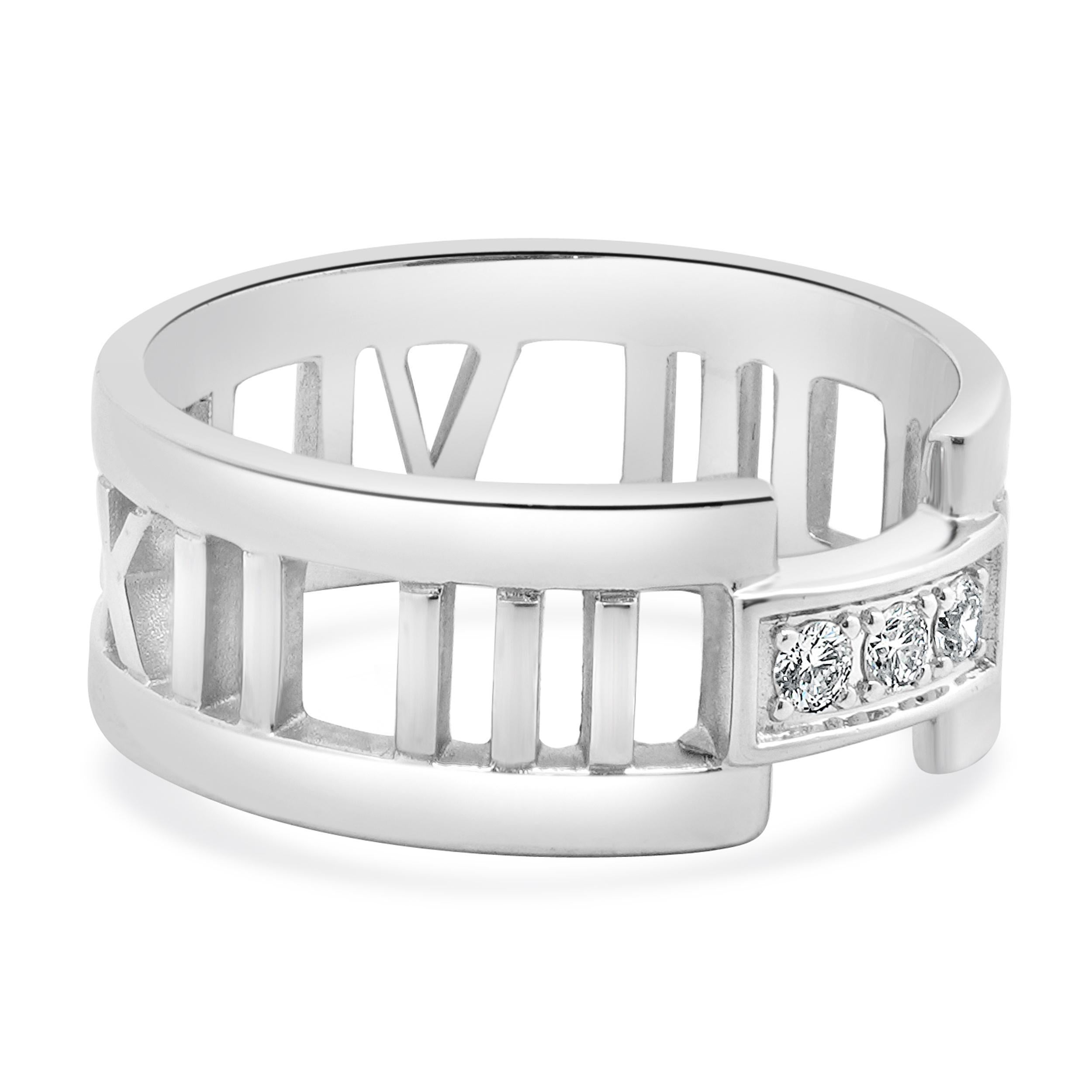 Tiffany & Co. 18 Karat White Gold Diamond Atlas Ring In Excellent Condition In Scottsdale, AZ
