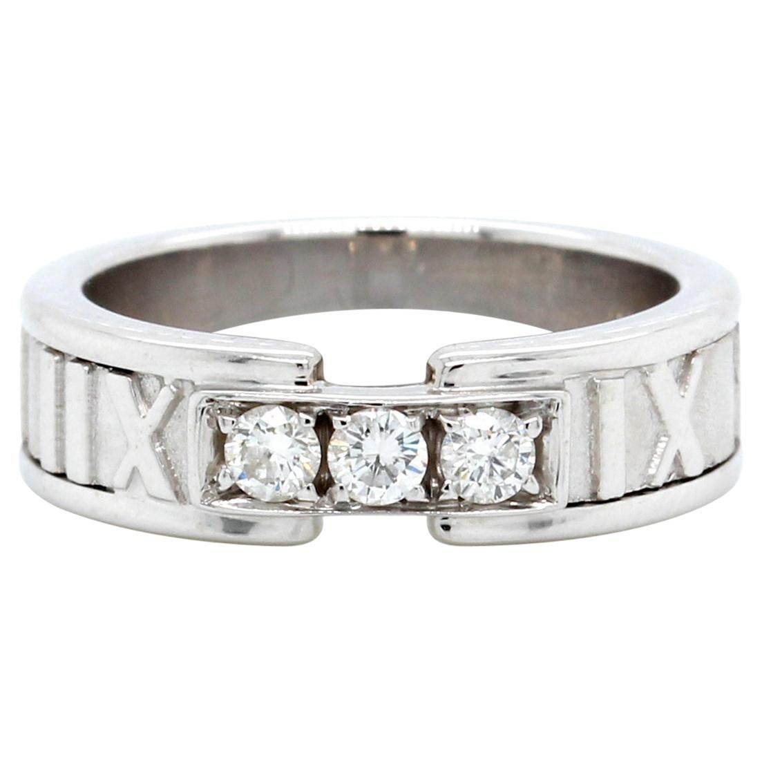 Tiffany & Co. 18 Karat White Gold Diamond Atlas Ring For Sale