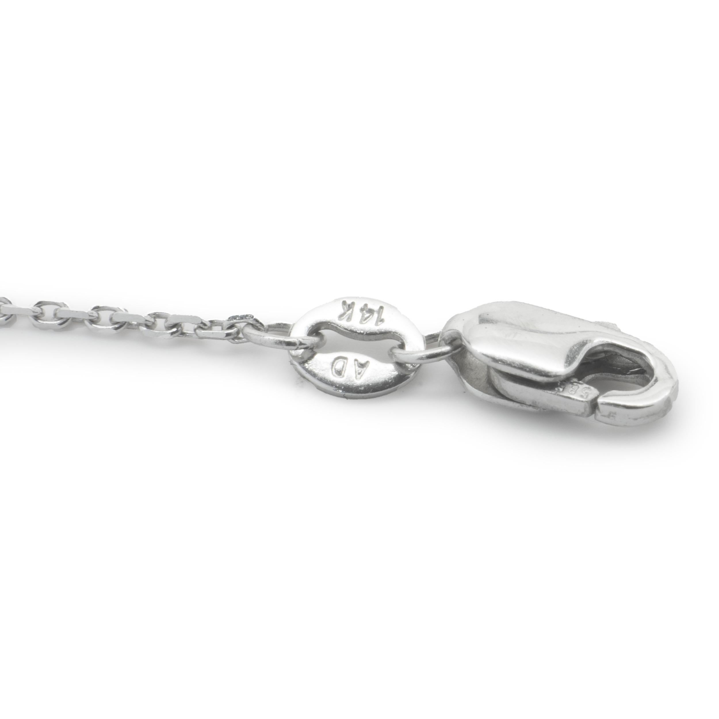 Round Cut Tiffany & Co. 18 Karat White Gold Diamond Key Necklace