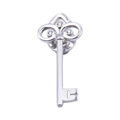 Tiffany & Co. 18 Karat White Gold Diamond Key Pin