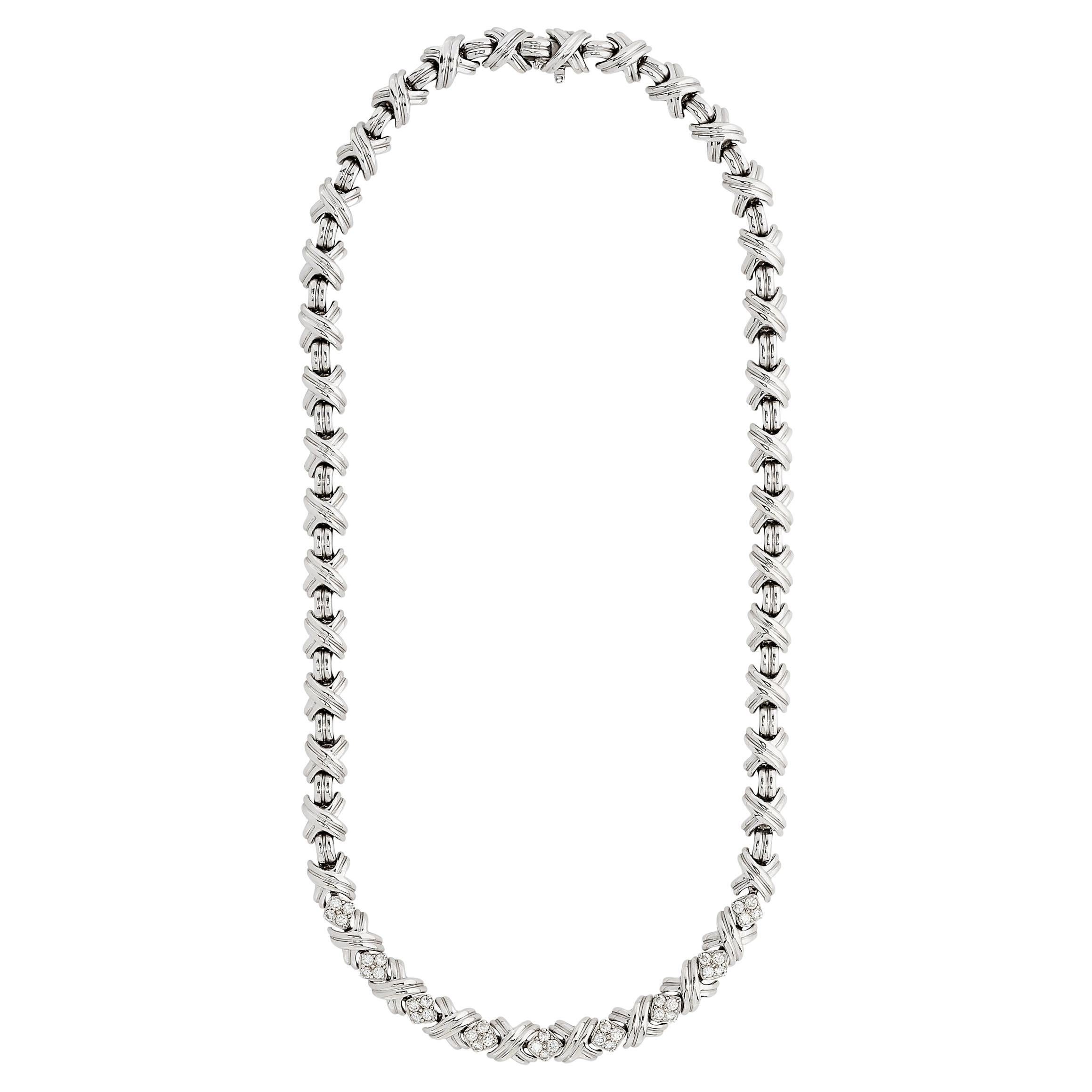 Tiffany & Co. Collana Signature X con diamanti in oro bianco 18 carati